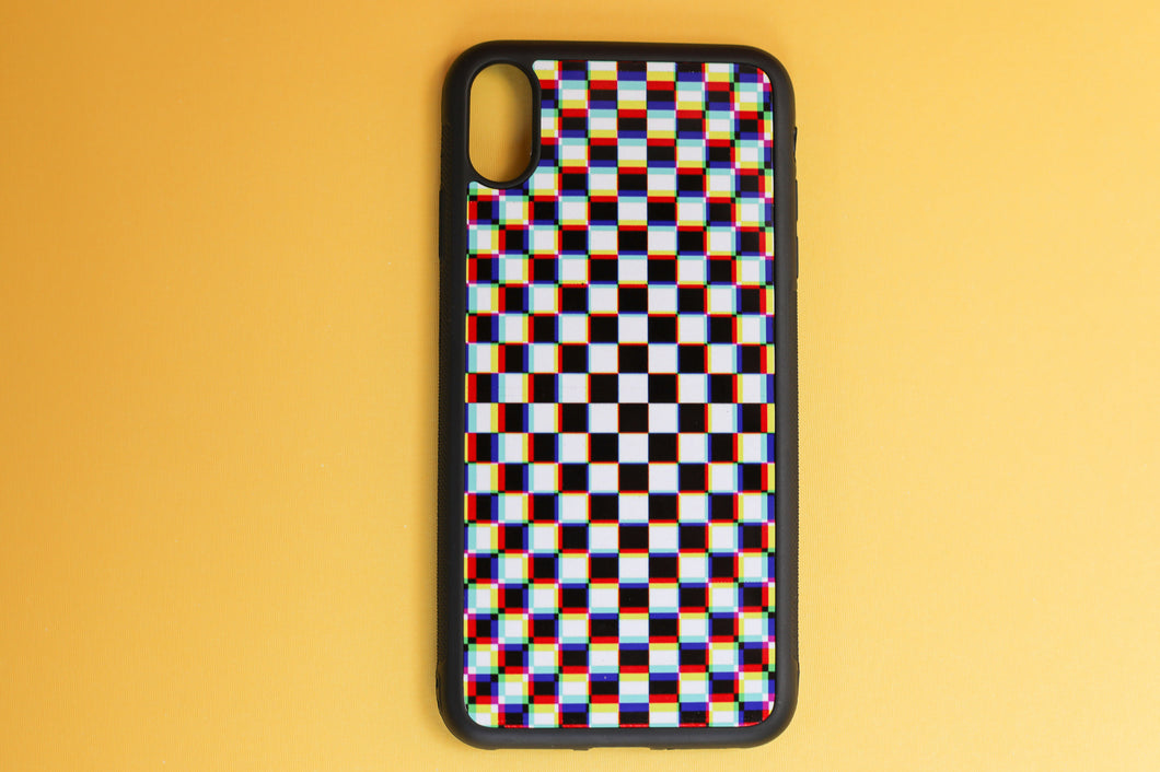 checkers black and white illusuon crazy iphone case