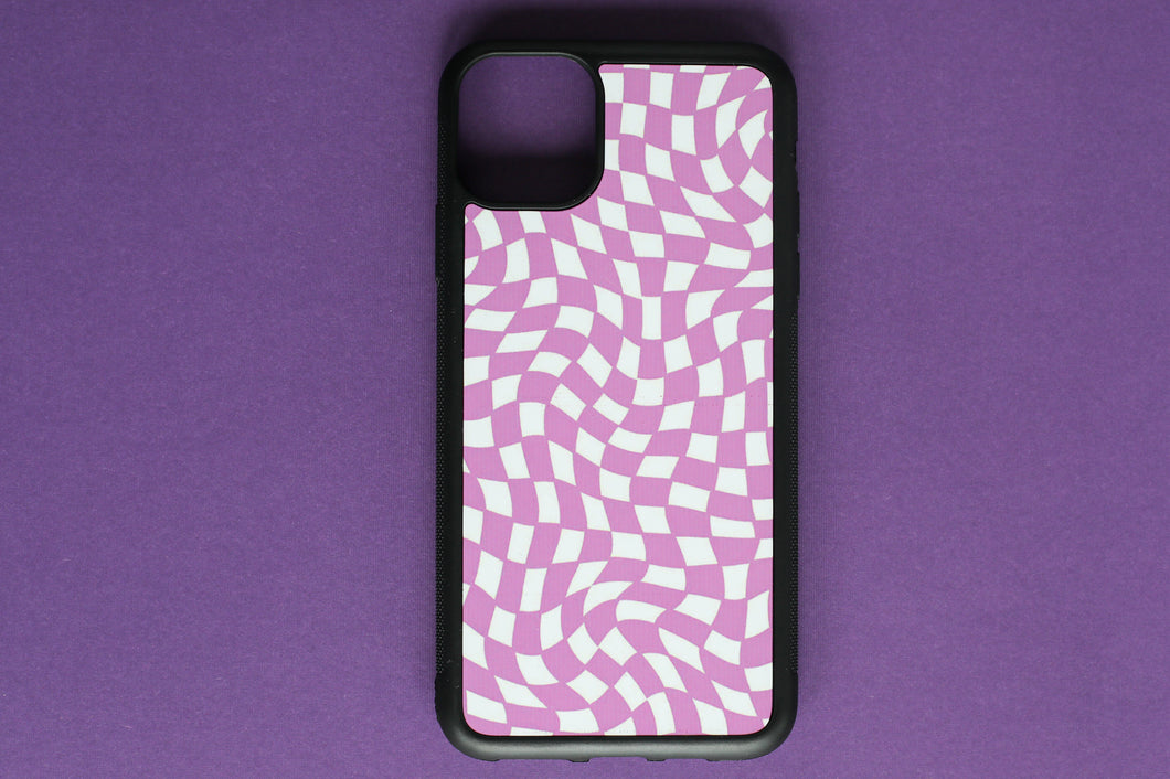 Purple Warped Checker iPhone Cases