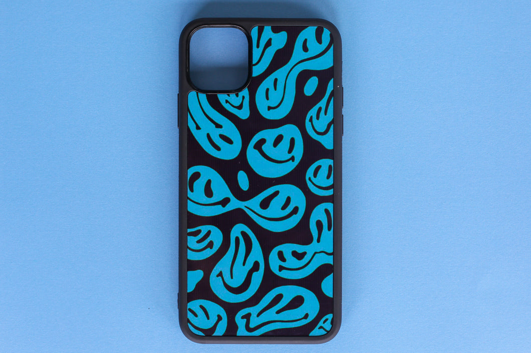 Blue Drippy Smiles iPhone Case